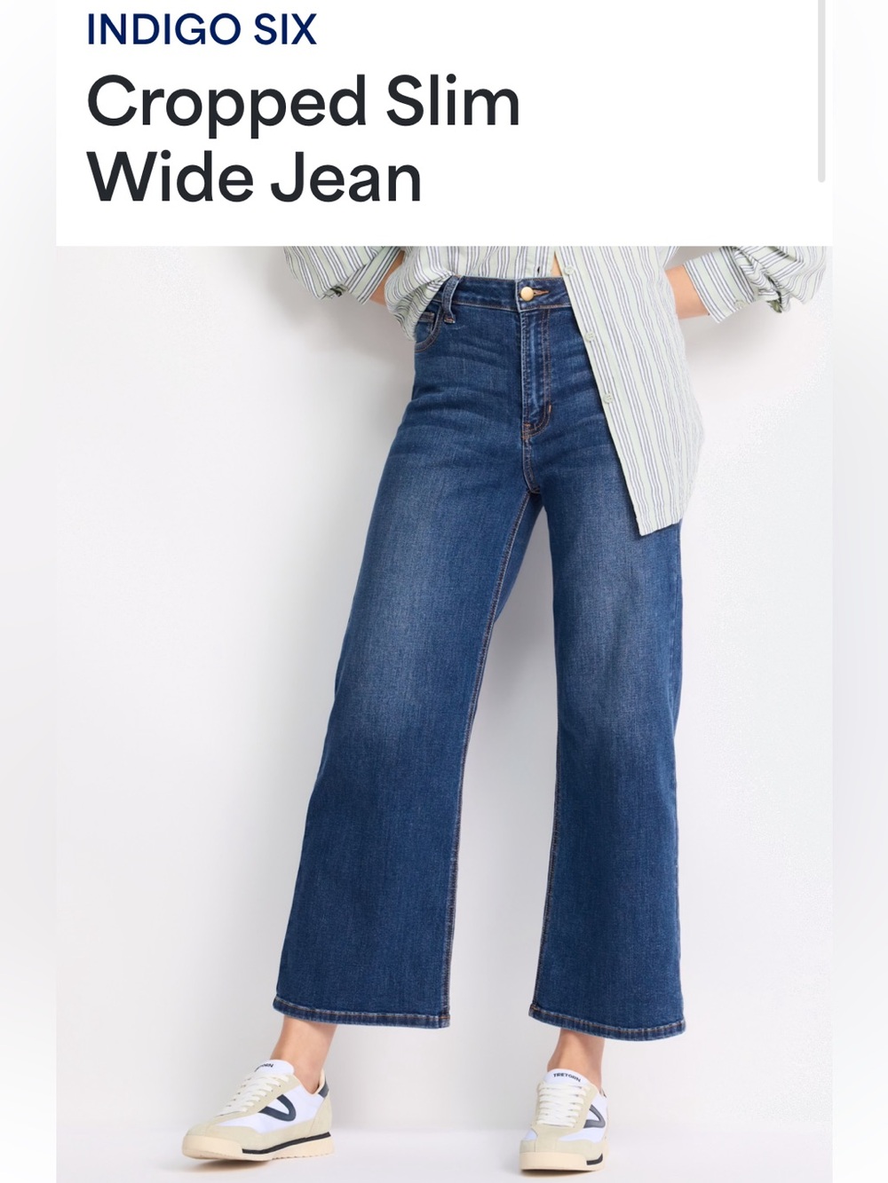Indigo Six Stitch Fix Cropped Slim Wide Jeans - Dark Blue Ladies size 12